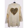 Leopard Heart Knit Style High Low Hem Jumper wholesale jackets