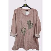 Wholesale Corduroy Love N5 Diamante Detail Oversized Top