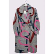 Wholesale Alphabet Pattern Oversized Pockets Long Coat