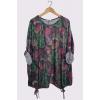 Swirl Pattern Oversized Drawstring Bow Hem Top tops wholesale