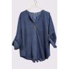 Corduroy Front Putton Placket High Low Hem Cotton Top