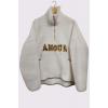 Amour Letter Gold Trim Leopard Faux Sherpa Pockets Top wholesale tops