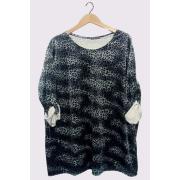 Wholesale Animal Print Button Up Sleeve Dip Hem Top