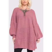 Wholesale Knitted Leopard String Front Tie Oversized Tie Neck Jumper