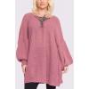 Knitted Leopard String Front Tie Oversized Tie Neck Jumper