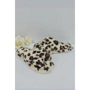 Wholesale Leopard Pattern Fluffy Fur Cross Strap Slipper