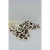 Leopard Pattern Fluffy Fur Cross Strap Slipper