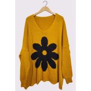 Wholesale Large Flower Design Knitted Oversized Jumper