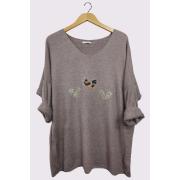 Wholesale 3 Heart Diamante Detail Soft Knit Ribbed Style Top