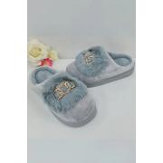 Wholesale Heart Buckle Fluffy Fur Mules Slipper
