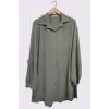 Sequin Star Back Button Closure Curved Hem Shirt
