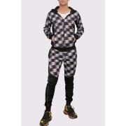 Wholesale Check Print Zip Through Tracksuit
