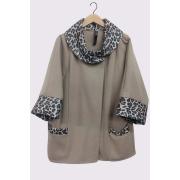 Wholesale Leopard Print Collar Cuff Button Coat