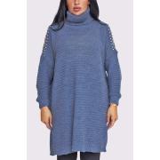 Wholesale Cold Shoulder Pearl Design Knit Style Oversized Jumper
