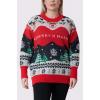 Reindeer Face Pattern Xmas Ribbed Jumper