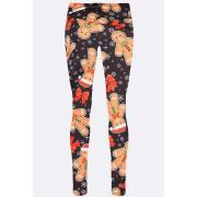 Wholesale Gingerbread Bow Snowflake Print Xmas Legging