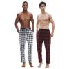 Men's 2 Pyjama Bottoms Cotton Lounge Pants Red/Grey Size - M apparel wholesale