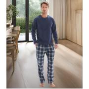Wholesale Mens Loungewear Fleece Top Cotton Bottom Navy Size - XL