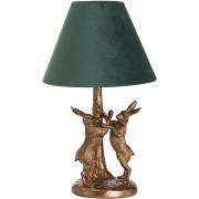Wholesale Antique Gold Marching Hares Lamp With Green Velvet Shade