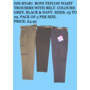Wholesale Boys Teflon Trousers With Belts