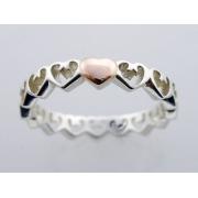 Wholesale Silver & 9ct Rose Gold Entwined Heart Stack Ring