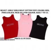 Wholesale Girls Girl Rule Cotton Vests