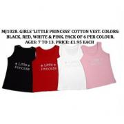 Wholesale Girls Little Princess Cotton Vests