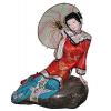 Chinese Lady With Parasol On Rock