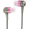 Silver And Pink Metal Buds Stereo Earphones