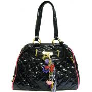 Wholesale Black Quilted Patent Shoulder Bags With Padlock