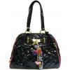 Black Quilted Patent Shoulder Bags With Padlock