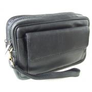 Wholesale Drum Dyed Soft Black Leather Mens Travel Handbags