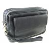 Drum Dyed Soft Black Leather Mens Travel Handbags