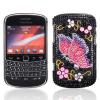 Blackberry 9900 Diamonte Back Cover Pink Black Butterfly wholesale