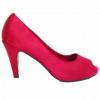Womens Red Satin Peep Toe Court Shoes wholesale