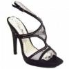 Black Anne Michelle Diamante Mesh Sandals wholesale