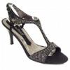 Black Satin Anne Michelle Diamante Sandals wholesale