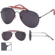 Wholesale Black And Red Double Bridged Aviator Sunglasses