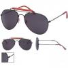 Black And Red Double Bridged Aviator Sunglasses