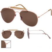 Wholesale Brown Double Bridge Aviator Sunglasses