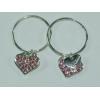 Hooch Ladies Pink Diamante Heart Earrings wholesale