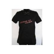 Wholesale Ladies Queen Of Crime Printed Black TShirts