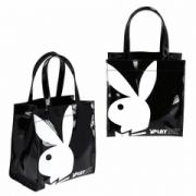 Wholesale Playboy Gift Range Small Patent Black And White Shopper Bags