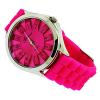 Men's And Ladies Round Quartz Silicon Fashion Pink Silver Bling Watches wholesale