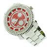 Men's Hip Hop 1 Row Iced Out Bezel Red Dial Bling Watches wholesale