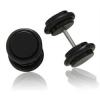 Black Stainless Steel Illusion Flat Disc Stud Earrings wholesale
