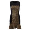 Gold Crinkle Foil Panel Frill Party Dresses