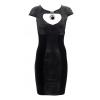 Metallic Silver Contrast Panel Neck Pendant Bodycon Dress