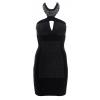 Luna Black Lurex Beaded Halter Bodycon Dresses