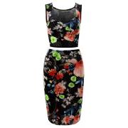Wholesale Lynn Multicoloured Tropical Floral Bodycon 2 Piece Suits